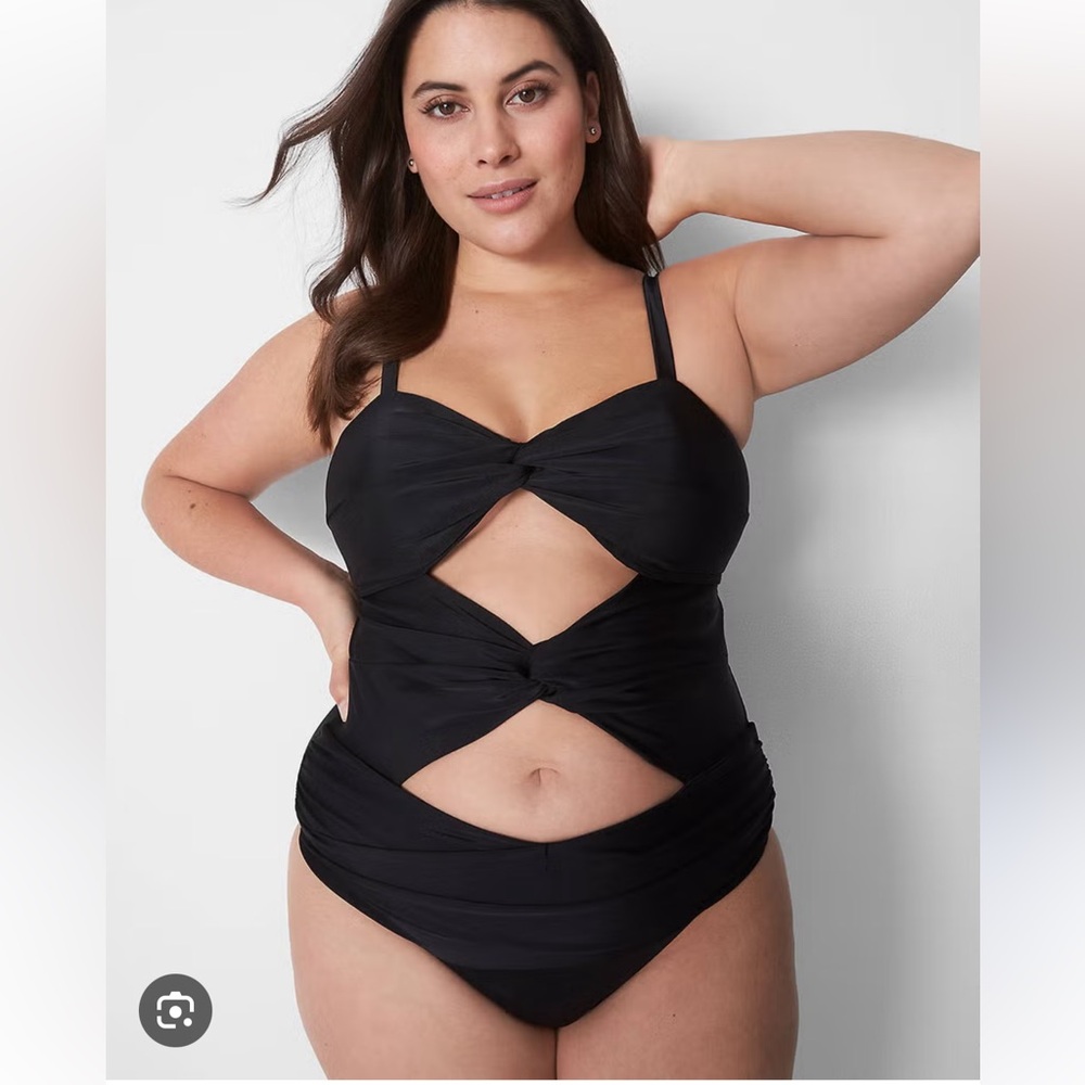 Cacique Black One Piece Swimsuit with Cutout Design size 10